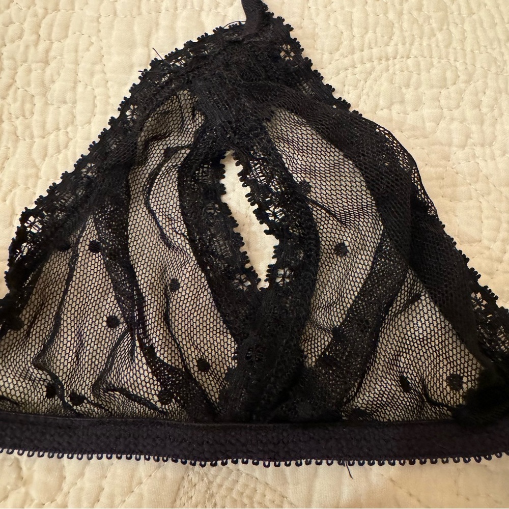 ONLY HEARTS COUCOU LOLA BRALETTE IN MESH BLACK POLKA DOT - Picture 3 of 5